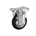 Bánh xe cố định có phanh Ukai SRKBZ-130, tải trọng 142.8Kg, Có phanh, Vành Thép, lốp xe Cao su đỏ