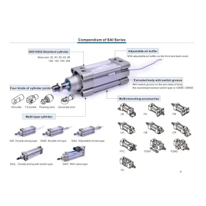 Xi lanh khí nén Airtac SAI125Ax700, hành trình 700mm, bore size 125mm, không có từ tính