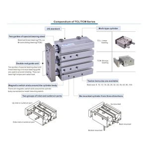 Xi lanh ba trục Airtac TCL10x15SG, hành trình 15mm, đường kính trục 10mm, có từ tính