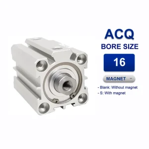 Xi lanh nhỏ gọn Airtac ACQ16x45G, hành trình 45mm, đường kính trục 16mm, không có từ tính