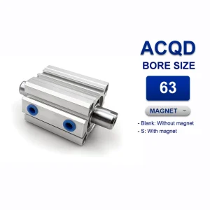Xi lanh nhỏ gọn Airtac ACQD63x115, hành trình 115mm, đường kính trục 63mm, không có từ tính