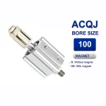 Xi lanh nhỏ gọn Airtac ACQJ100x55-50SB, hành trình 55mm, đường kính trục 100mm, có từ tính