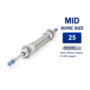 Xi lanh khí nén mini Airtac MID25x25S, hành trình 25mm, đường kính trục 25mm, có từ tính