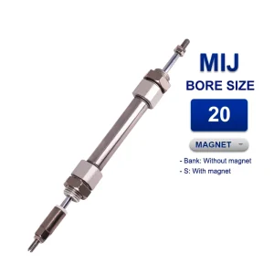 Xi lanh khí nén mini Airtac MIJ20x175-40S, hành trình 175mm, đường kính trục 20mm, có từ tính