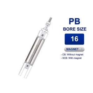 Xi lanh khí nén mini Airtac PB16x200SCB, hành trình 200mm, đường kính trục 16mm, có từ tính