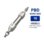 Xi lanh khí nén mini Airtac PBD16x80G, hành trình 80mm, đường kính trục 16mm, không có từ tính