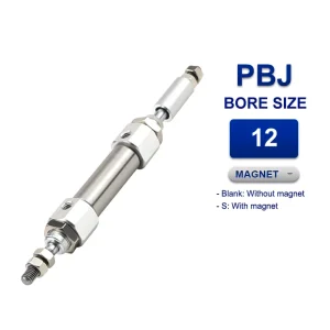 Xi lanh khí nén mini Airtac PBJ12x160-75, hành trình 160mm, đường kính trục 12mm, không có từ tính