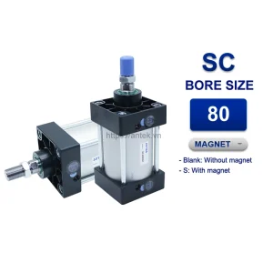 Xi lanh khí nén Airtac SC80x1000SG, đường kính trục 80mm, hành trình 1000mm, có từ tính
