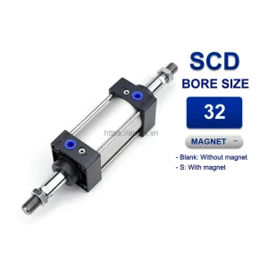 Xi lanh khí nén Airtac SCD32x25S, đường kính trục 32mm, hành trình 25mm, có từ tính