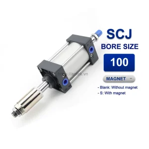 Xi lanh khí nén Airtac SCJ100x25-75S, đường kính trục 100mm, hành trình 25mm, có từ tính