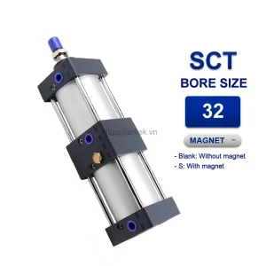 Xi lanh khí nén Airtac SCT32x25-25G, đường kính trục 32mm, hành trình 25mm, không có từ tính
