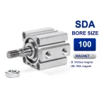 Xi lanh nhỏ gọn Airtac SDA100x75SB, hành trình 75mm, đường kính trục 100mm, có từ tính