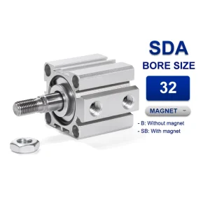 Xi lanh nhỏ gọn Airtac SDA32x60B, hành trình 60mm, đường kính trục 32mm, không có từ tính