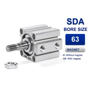 Xi lanh nhỏ gọn Airtac SDA63x25SB, hành trình 25mm, đường kính trục 63mm, có từ tính