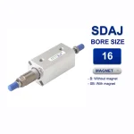 Xi lanh nhỏ gọn Airtac SDAJ16x25-100SB, hành trình 25mm, đường kính trục 16mm, có từ tính