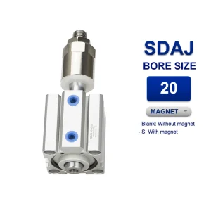 Xi lanh nhỏ gọn Airtac SDAJ20x80-100, hành trình 80mm, đường kính trục 20mm, không có từ tính