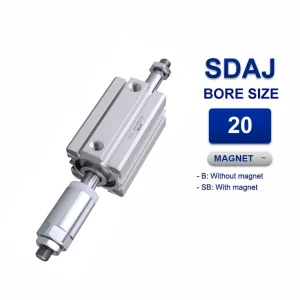 Xi lanh nhỏ gọn Airtac SDAJ20x50-10SB, hành trình 50mm, đường kính trục 20mm, có từ tính