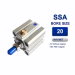 Xi lanh nhỏ gọn Airtac SSA20x70B, hành trình 70mm, đường kính trục 20mm, không có từ tính