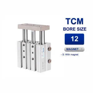 Xi lanh ba trục Airtac TCM12x150S, hành trình 150mm, đường kính trục 12mm, có từ tính