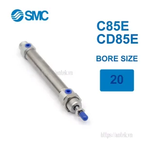 Xi lanh khí nén SMC C85E20-100, hành trình 100mm, đường kính trục 20mm
