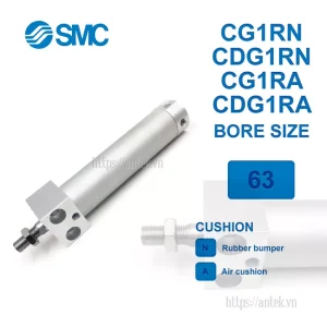 Xi lanh khí nén SMC CDG1RN63-350Z, hành trình 350mm, đường kính trục 63mm