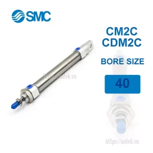 Xi lanh khí nén SMC CDM2C40-125Z, hành trình 125mm, đường kính trục 40mm