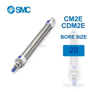Xi lanh khí nén SMC CDM2E20-225Z, hành trình 225mm, đường kính trục 20mm