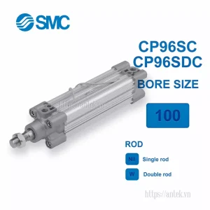 Xi lanh khí nén SMC CP96SC100-350C, hành trình 350mm, đường kính trục 100mm