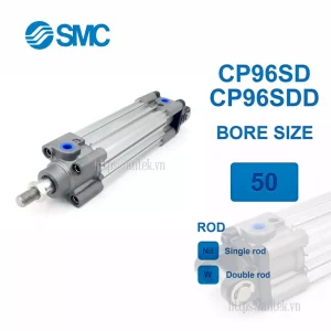 Xi lanh khí nén SMC CP96SDD50-250C, hành trình 250mm, đường kính trục 50mm