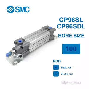Xi lanh khí nén SMC CP96SL100-175C, hành trình 175mm, đường kính trục 100mm