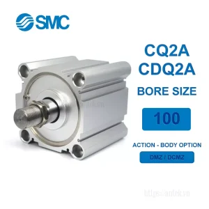 Xi lanh khí nén SMC CQ2A100-35DMZ, hành trình 35mm, đường kính trục 100mm