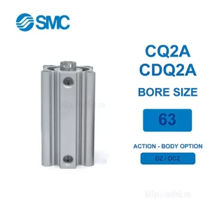 Xi lanh khí nén SMC CDQ2A63-100DCZ, hành trình 100mm, đường kính trục 63mm