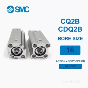 Xi lanh khí nén SMC CDQ2B16-25DZ, hành trình 25mm, đường kính trục 16mm