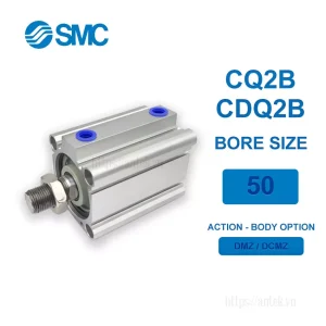 Xi lanh khí nén SMC CDQ2B50-25DCMZ, hành trình 25mm, đường kính trục 50mm