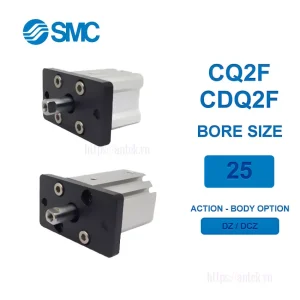 Xi lanh khí nén SMC CDQ2F25-15DZ, hành trình 15mm, đường kính trục 25mm