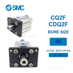 Xi lanh khí nén SMC CDQ2F40-5DCZ, hành trình 5mm, đường kính trục 40mm