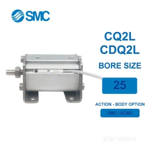 Xi lanh khí nén SMC CDQ2L25-45DMZ, hành trình 45mm, đường kính trục 25mm