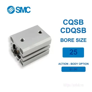 Xi lanh khí nén SMC CDQSB25-45DC, hành trình 45mm, đường kính trục 25mm