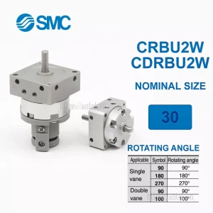 Xi lanh khí nén SMC CRBU2W30-180S, hành trình 180mm, đường kính trục 30mm