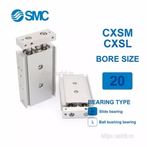 Xi lanh khí nén SMC CXSM20-40, hành trình 40mm, đường kính trục 20mm