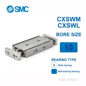 Xi lanh khí nén SMC CXSWL10-10, hành trình 10mm, đường kính trục 10mm