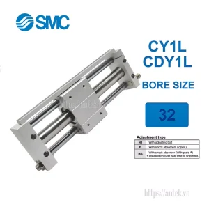 Xi lanh khí nén SMC CY1L32-1000, hành trình 1000mm, đường kính trục 32mm