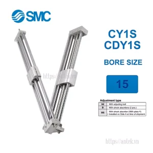 Xi lanh khí nén SMC CY1S15-900, hành trình 900mm, đường kính trục 15mm