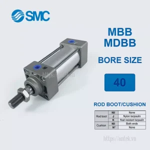 Xi lanh khí nén SMC MDBB40-700Z, hành trình 700mm, đường kính trục 40mm
