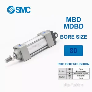 Xi lanh khí nén SMC MDBD80-700Z, hành trình 700mm, đường kính trục 80mm