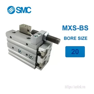 Xi lanh khí nén SMC MXS20-10BS, hành trình 10mm, đường kính trục 20mm