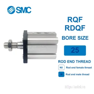 Xi lanh khí nén SMC RQF25-20M, hành trình 20mm, đường kính trục 25mm