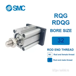 Xi lanh khí nén SMC RDQG32-35M, hành trình 35mm, đường kính trục 32mm