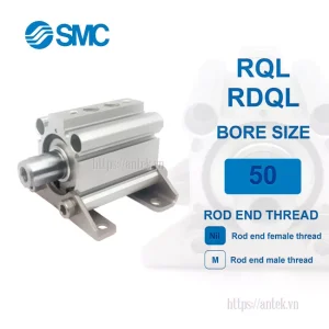 Xi lanh khí nén SMC RDQL50-75, hành trình 75mm, đường kính trục 50mm