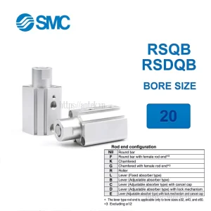 Xi lanh khí nén SMC RSDQB20-10D, hành trình 10mm, đường kính trục 20mm